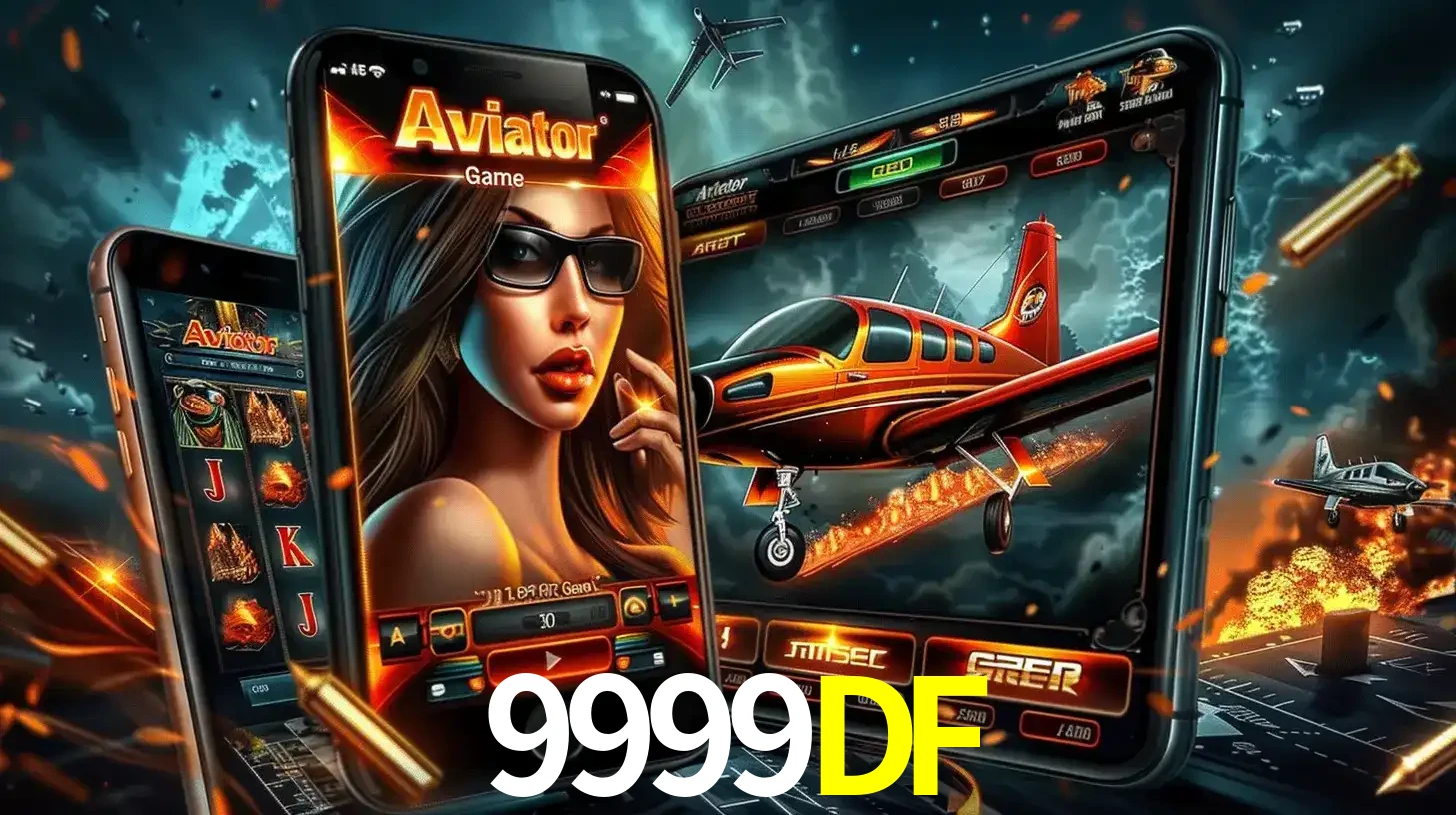 O popular jogo de apostas Aviator exibido em vários celulares e tablets, mostrando a interface emocionante e a ação de voo disponíveis para jogar agora no 9999DF.