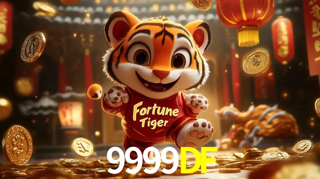 O alegre personagem do Fortune Tiger correndo sobre um caminho de moedas de ouro, simbolizando os grandes prêmios e a diversão do popular jogo de slot do 9999DF.